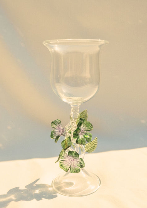 Handcrafted Floral Wine Glass