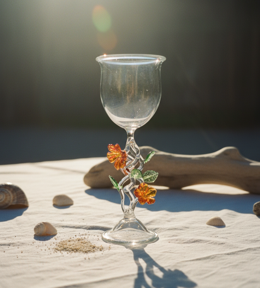 Handcrafted Floral Wine Glass