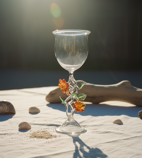 Handcrafted Floral Wine Glass